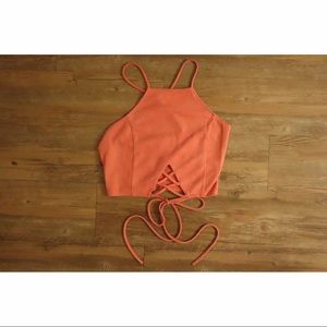 Pink suede halter top